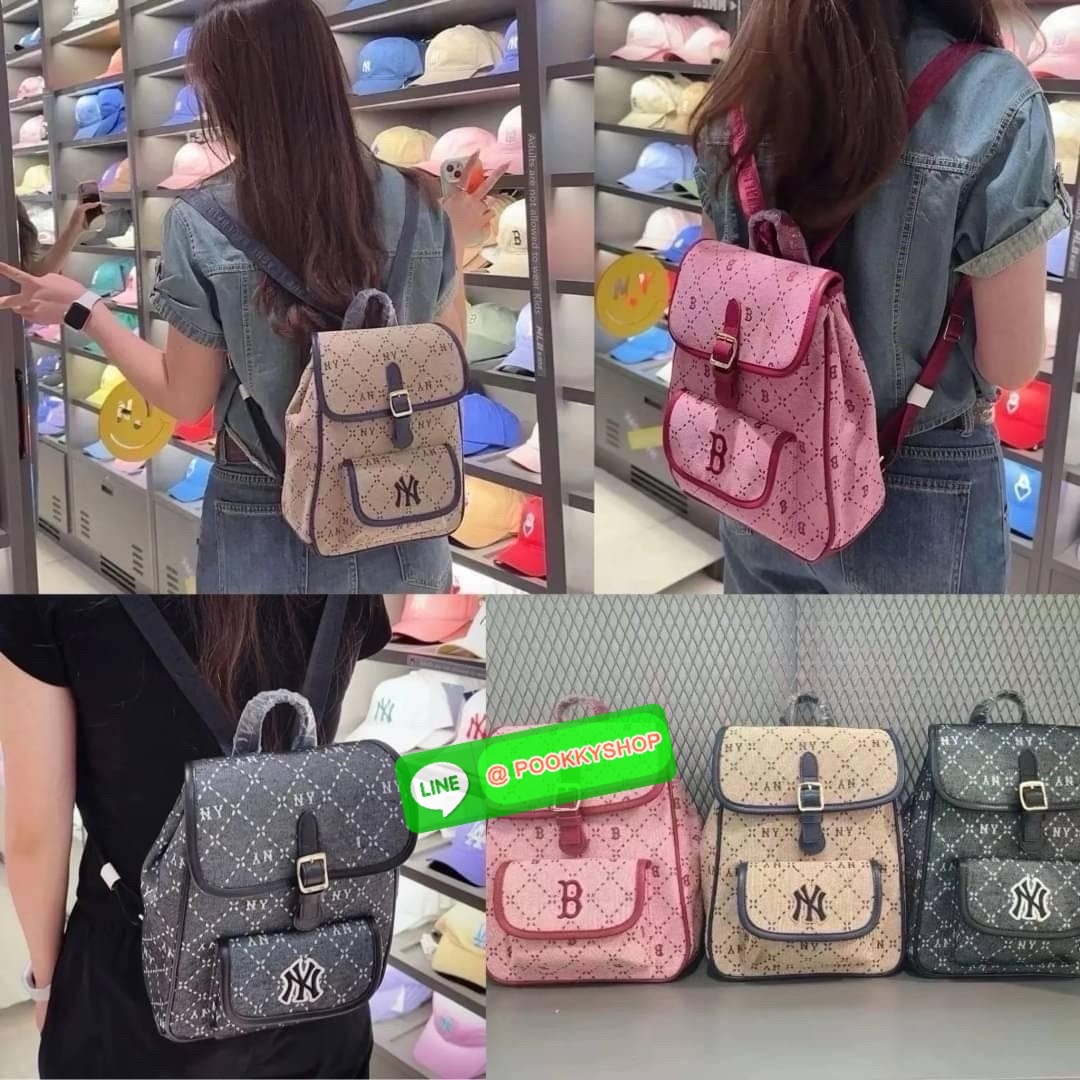 กระเป๋าเป้ NY MLB สะพายข้าง ผ้าแคนวาส สายสปอร์ตปรับระดับได้