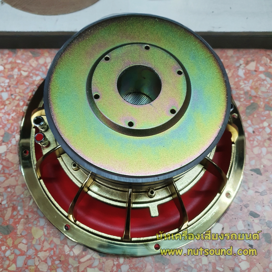 ลำโพงรถยนต์ ซับ 12 นิ้ว เหล็ก 180 มิล โครงหล่อสีทอง ขอบโมโดนัท ว้อยคู่ แม่เหล็ก 2 ชั้น