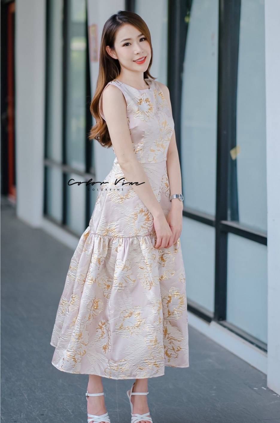 Detail : Maxi Dress ผ้าทอ แขนกุด ทรงสวยผ้าเนื้อดีสุด ๆ ซิปด้านหลัง ซับหนา รับประกันคุณภาพ
