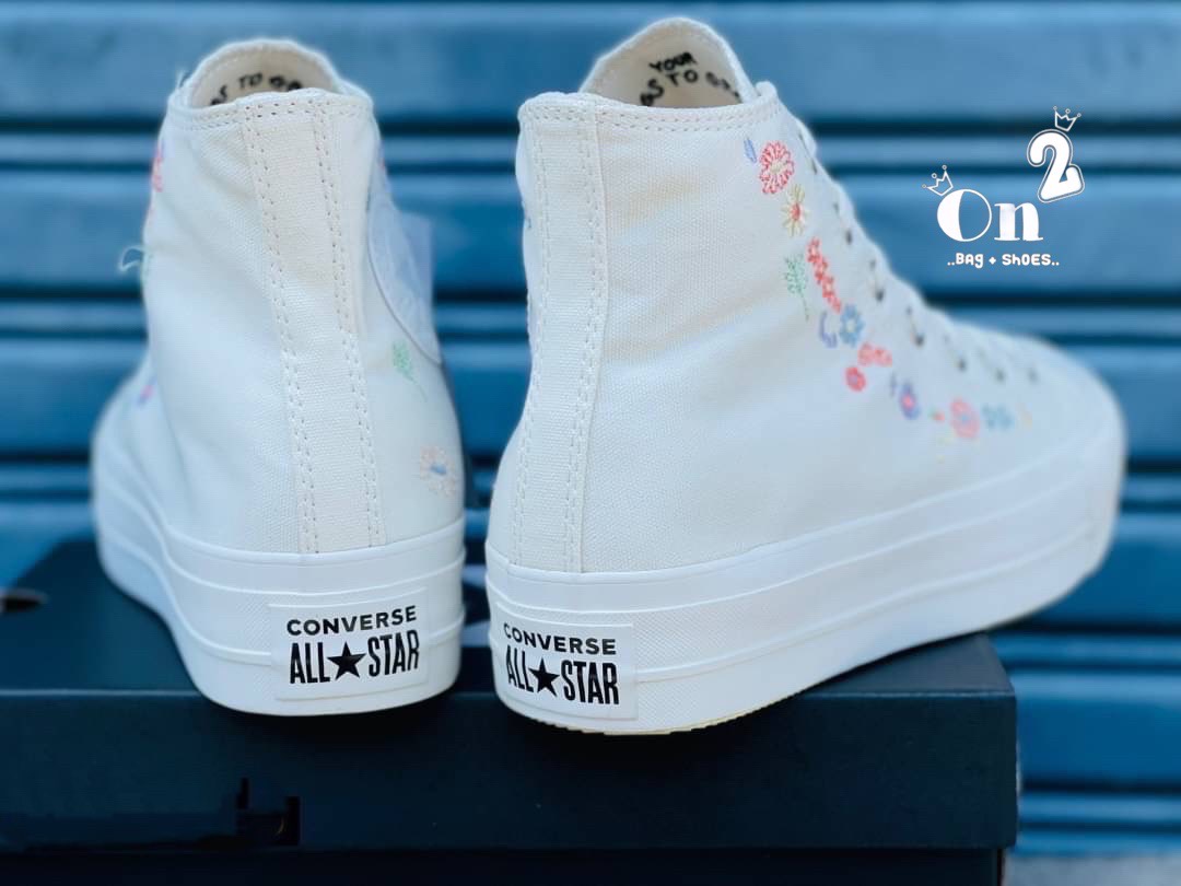 Converse รองเท้าผ้าใบเสริมส้นหุ้มข้อ Converse ชนชอป แบบผูกเชือก งานชิคใส่เที่ยวใส่เรียนทรงสวยตามแบบแป๊ะ
