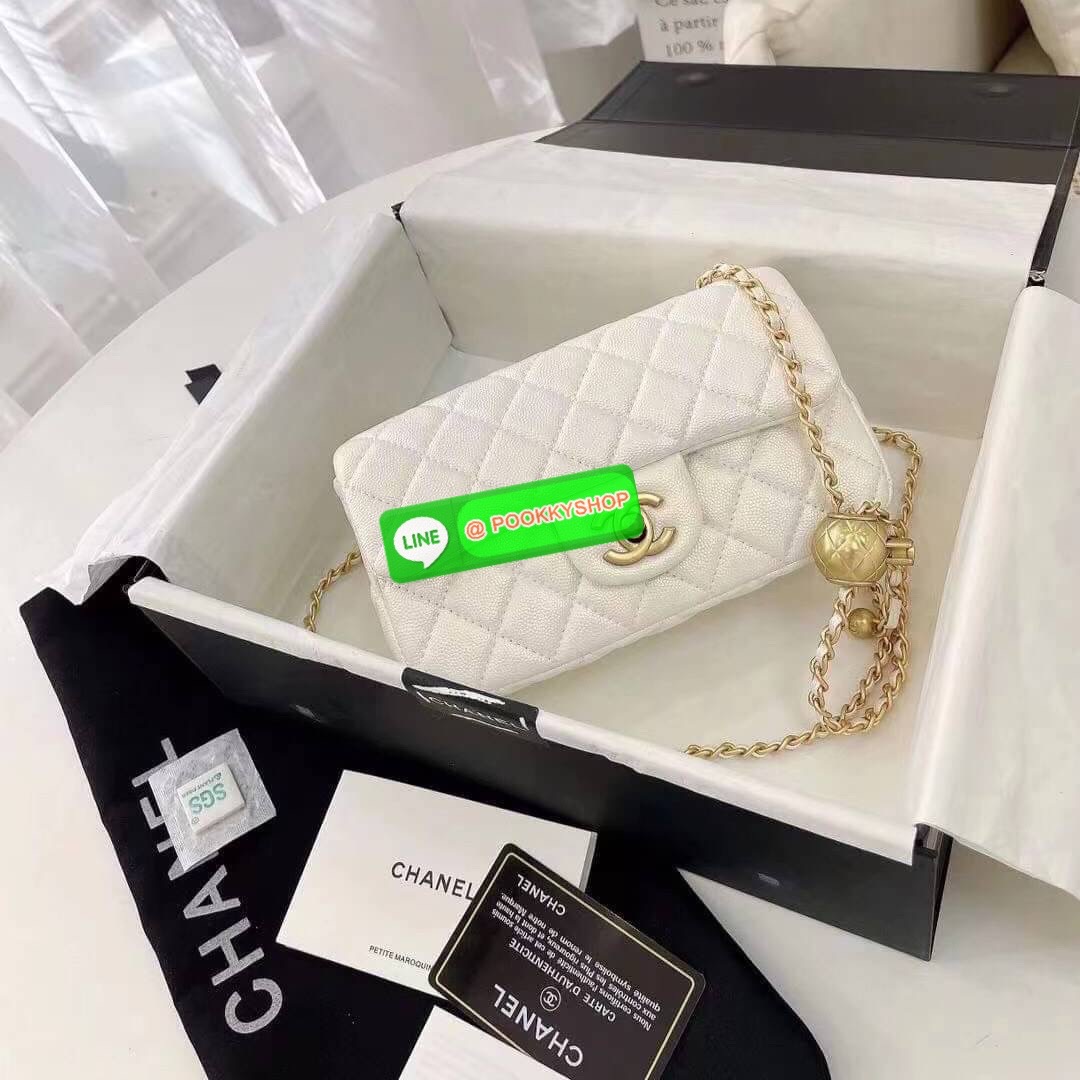 Chanel MINI FLAP BAG CAVIAR Leather GOlD tone hardware