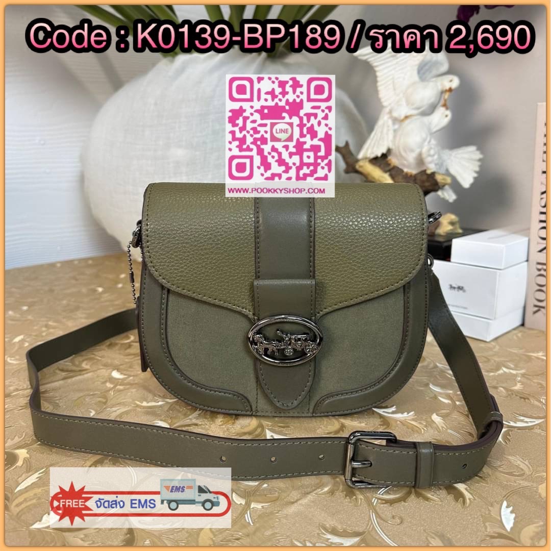 Coach GEORGIE SADDLE BAG (COACH C2805) กระเป๋าหนังเรียบ หนังกรวดขัดมัน หนังนูนควายและหนังกลับภายในกระเป๋ามัลติฟังก์ชั่น กระดุมแป๊ก ซับในผ้า นอกกระเป๋าเปิด สายสะพายถอดได้ 20 3/4" สำหรับสะพายไหล่หรือ crossbody