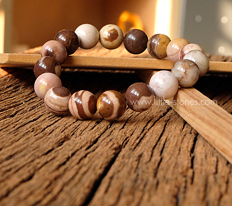 ++ Brown Zebra Jasper - บราวน์ซีบร้าแจสเปอร์ เม็ดกลมขนาดประมาณ 10 มิล ++