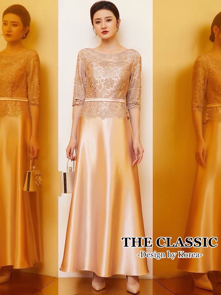 เดรสแฟชั่น เดรสยาวออกงาน ช่วงบนใช้ผ้าลูกไม้ทอแน่นอย่างดี