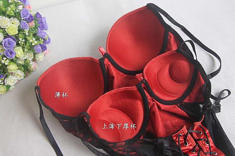 ชุดคอร์เซ็ต เดรสสั้น ชุดรัดทรง สไตล์คอร์เซ็ต แต่งริบบิ้นผูกหลัง สีดำ แต่งขลิบลูกไม้ส้ม มีดันทรงในตัว +สายรัดถุงน่อง Size M (B75 /C70) งานนอก สวยเทพเลยคะ