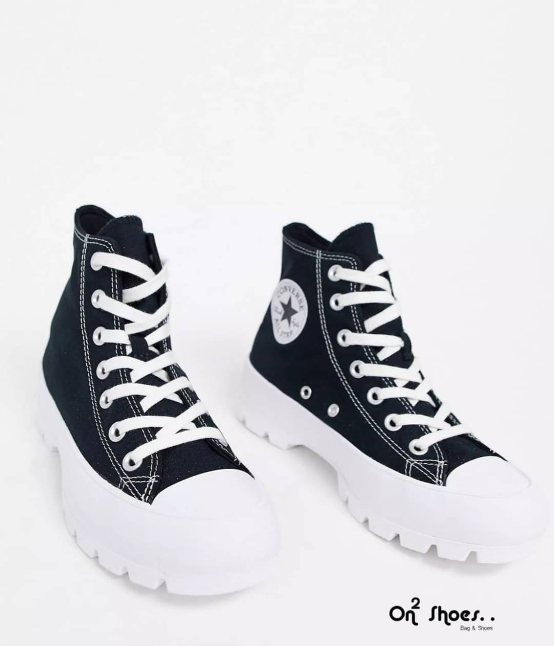 Converse รองเท้าผ้าใบเสริมส้น Converse ชนชอป แบบผูกเชือก งานชิคใส่เที่ยวใส่เรียนทรงสวยตามแบบแป๊ะ