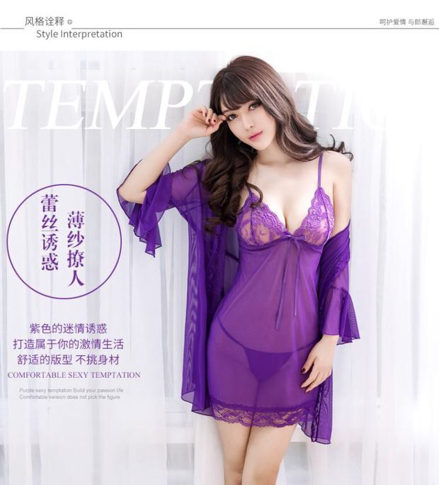 ชุดคลุมนอนเซ็กซี่ เซ็ทชุดนอน สายเดี่ยว ซีทรู แต่งระบายขอบ และลูกไม้ เนื้อผ้าทิ้งตัว สวยหรู PREMIUM GRADE สวยหรู เซ็กซี่ เย้ายวนสุดๆคะ +G-string แต่งลูกไม้เข้าชุดคะ