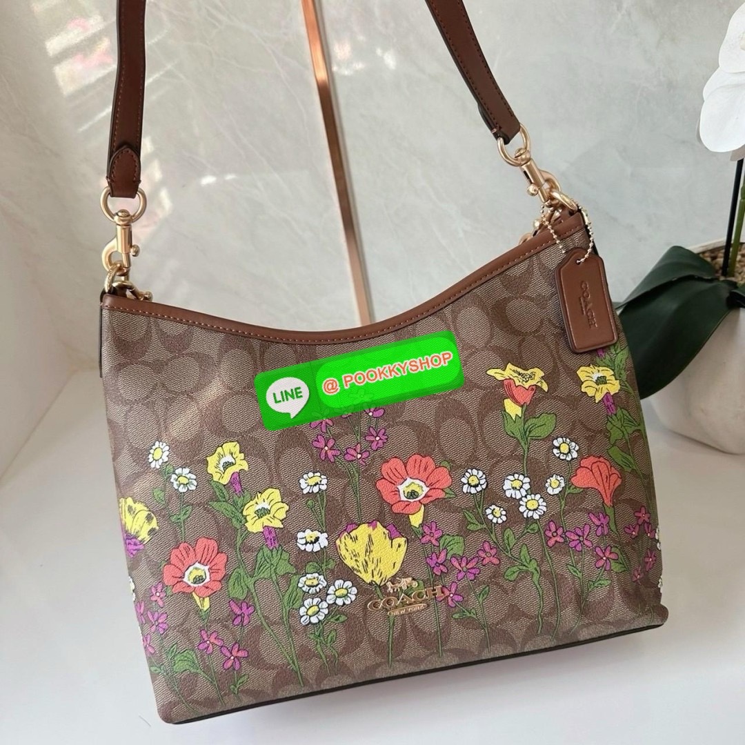 COACH LAUREL SHOULDER BAG IN SIGNATURE CANVAS WITH FLORAL PRINT (CR150) 🔖กระเป๋าถือ/สะพายข้าง คอลเลคชั่นใหม่ โดดเด่นปริ้นลายดอกไม้