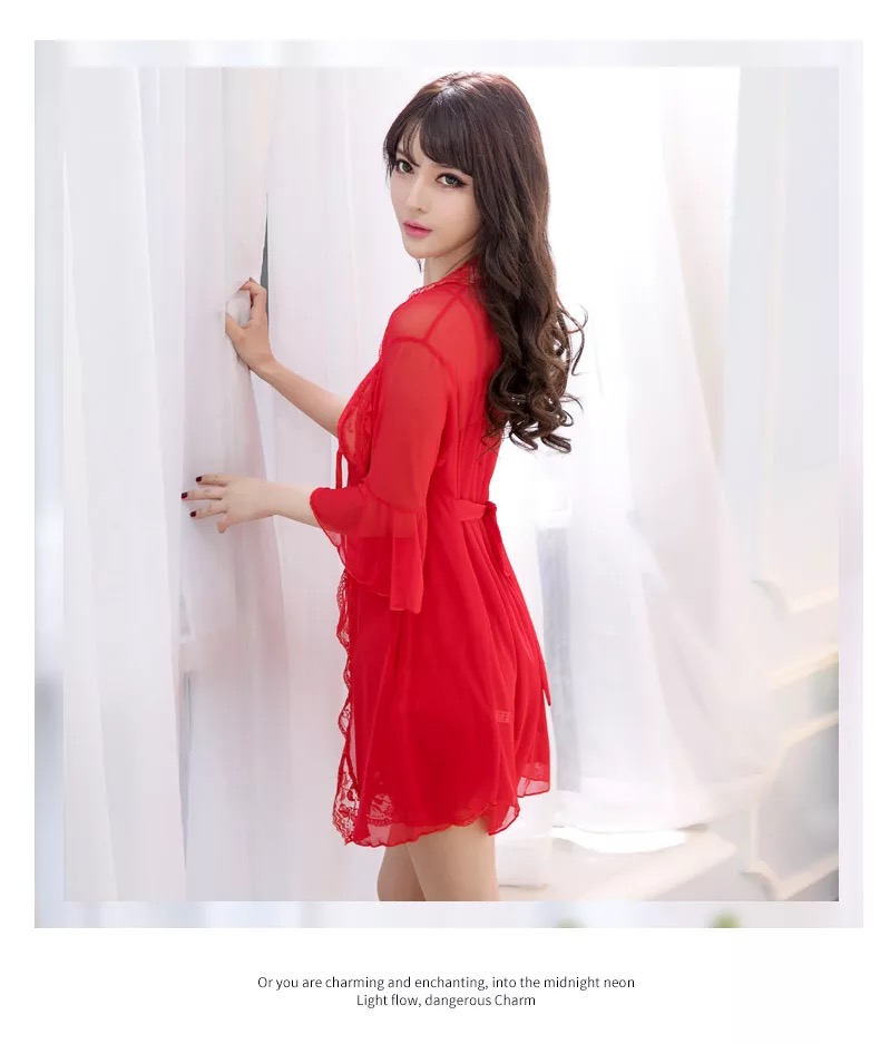 ชุดคลุมนอนเซ็กซี่ เซ็ทชุดนอน สายเดี่ยว ซีทรู แต่งระบายขอบ และลูกไม้ เนื้อผ้าทิ้งตัว สวยหรู PREMIUM GRADE สวยหรู เซ็กซี่ เย้ายวนสุดๆคะ +G-string แต่งลูกไม้เข้าชุดคะ