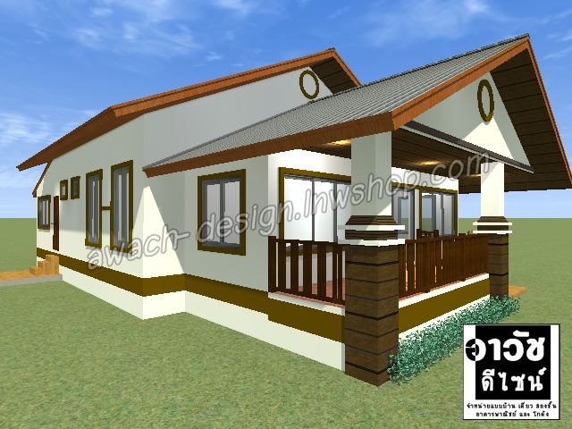 C0328 แบบบ้านพักอาศัย 1 ชั้น 3 ห้องนอน