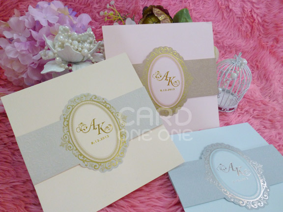 การ์ดแต่งงาน การ์ดเรียบหรู คลาสิค แนวตั้ง 3 พับ