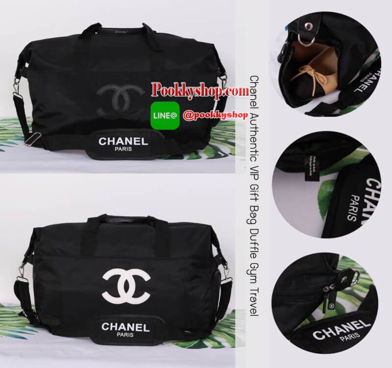 Chanel Authentic VIP Gift Bag Duffle Gym Travel -สินค้าเป็นของแท้ ใหม่ จากเค้าเตอร์เครื่องสำอาง/ น้ำหอมของแบรนด์- Chanel vip gift bag ของแท้ 100% ใช้เป็นกระเป๋าเดินทาง/ไปฟิตเนส ไปยิม หัวซิปปั้มโลโก้ ด้านในเป็นช่องกว้าง และช่องซิป ฐานกระเป๋ามีช่องแยกใต้กระ