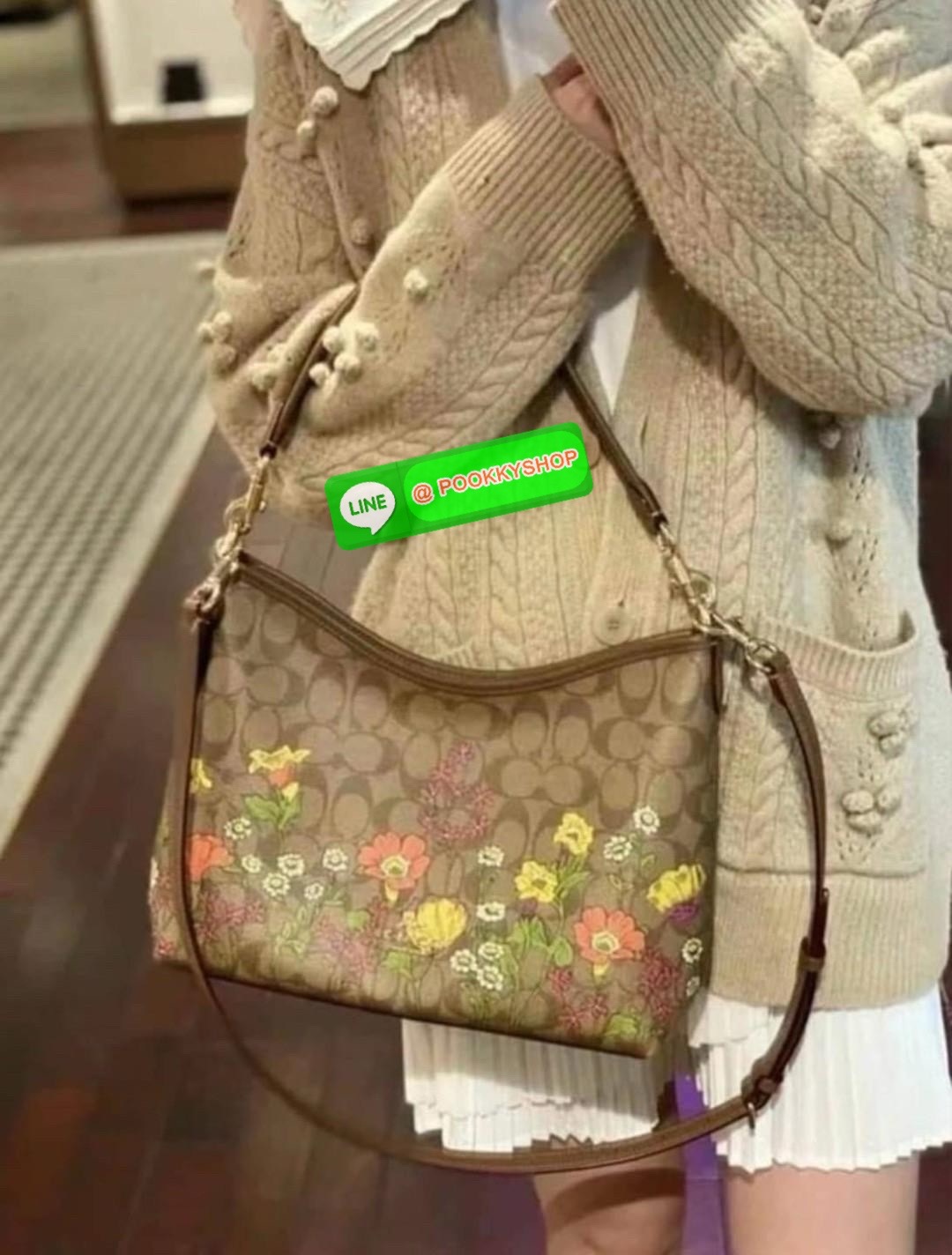 COACH LAUREL SHOULDER BAG IN SIGNATURE CANVAS WITH FLORAL PRINT (CR150) 🔖กระเป๋าถือ/สะพายข้าง คอลเลคชั่นใหม่ โดดเด่นปริ้นลายดอกไม้