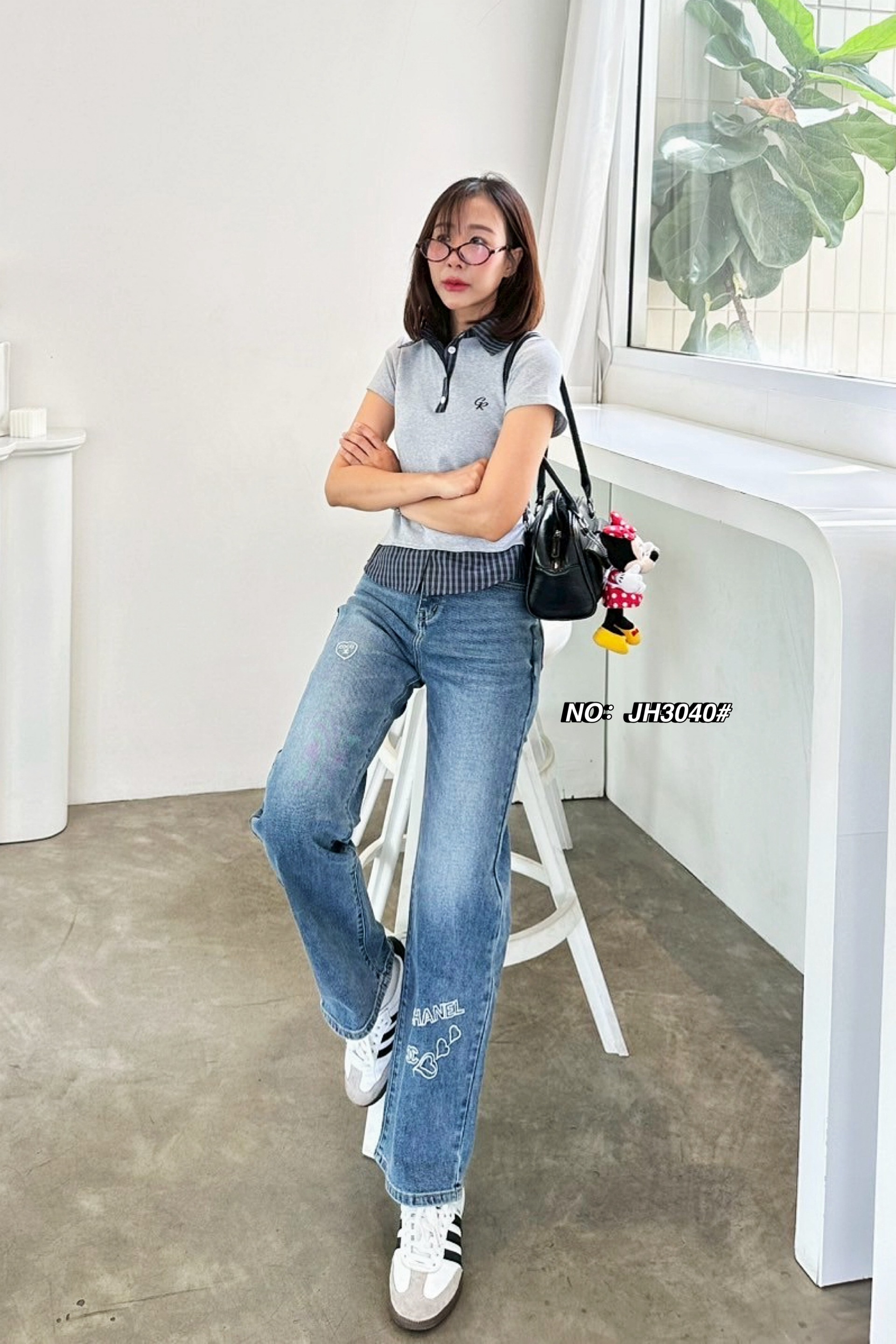 กางเกงแฟชั่น No.JH3040# - กางเกงยีนส์ขากระบอก งานสวยจริงๆ ไม่ว่าเนื้อผ้า ทั้งสีและทรง สวยไปหมดเลยค่า