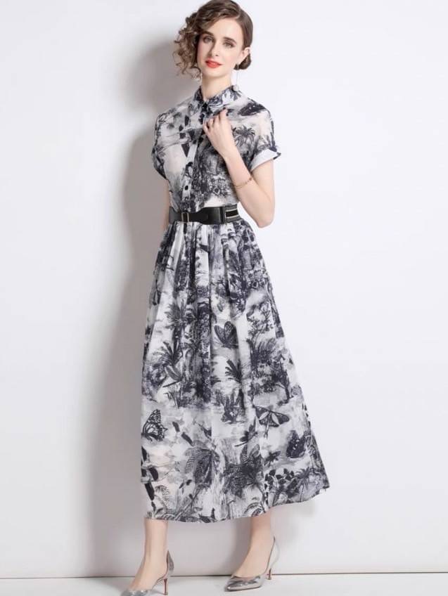 เซท 2 ชิ้น เดรสเชิ้ตทรงนี้ใส่สบายแขนสั้นคอปกกระดุมหน้า ปลายแขนพับ กระโปรงบานออก งานพิมพ์ลายทั้งชุดคมชัดงานสวยม๊ากกก มีซับใน มาพร้อมเข็มขัดแบรนด์ แมทซ์กันเอวี่เดย์เดรสลุคนี้เอาอยู่ค้าา