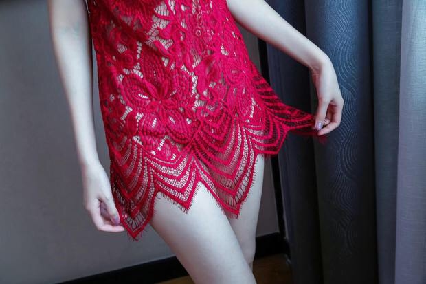 ชุดนอนเซ็กซี่ ชุดนอนแต่งลูกไม้ฉลุสีแดง สวยเซ็กซี่มากๆคะ