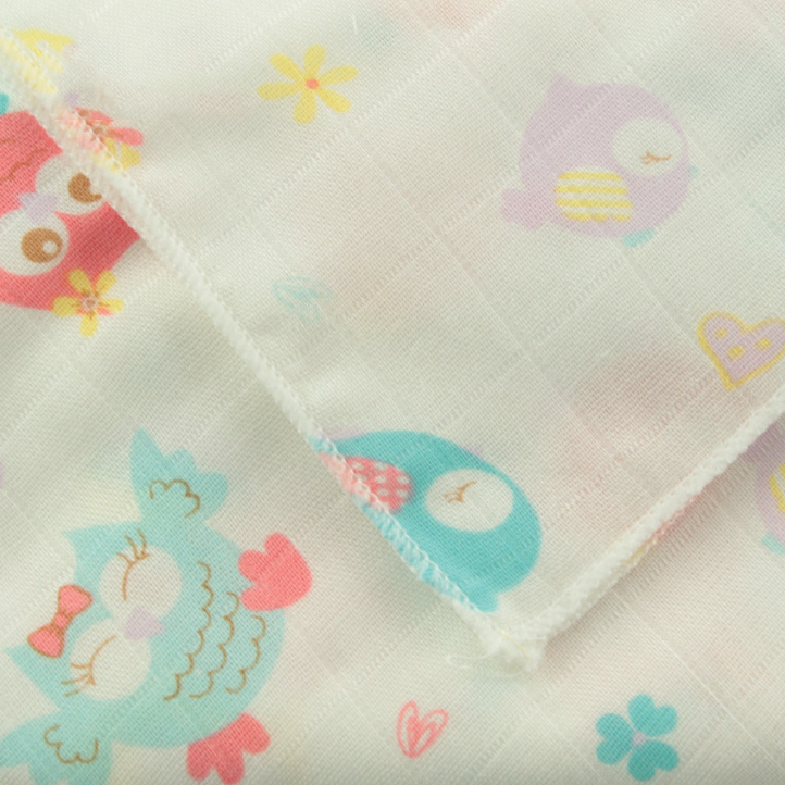 GraceKids ผ้าอ้อมเยื่อไผ่เนื้อนิ่มพิเศษ ลายนกฮูกลูกโป่ง ขนาด27x27 นิ้ว แพ็ค6ผืน