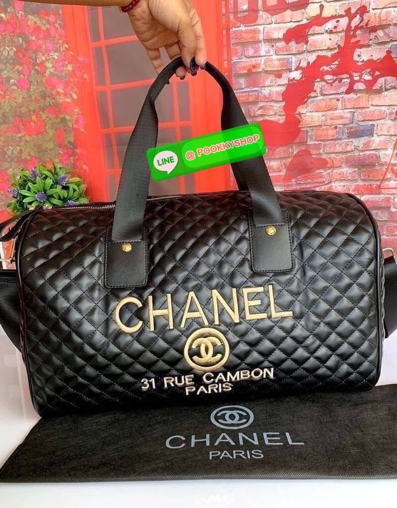 RESTOCK....BEST SELLER CHANEL VIP GIFT Large Travel Bag MUST HAVE! CHANEL VIP GIFT Large Travel Bag กระเป๋าเดินทางใบใหญ่ Gift With Purchase (GWP) รุ่น Limited Edition พรีเมี่ยมกิ๊ฟของเเท้จาก Chanel Counter หนังลายตารางเนื้อหนาสีดำกันนำ้ดูแลรักษาทำความสะอา