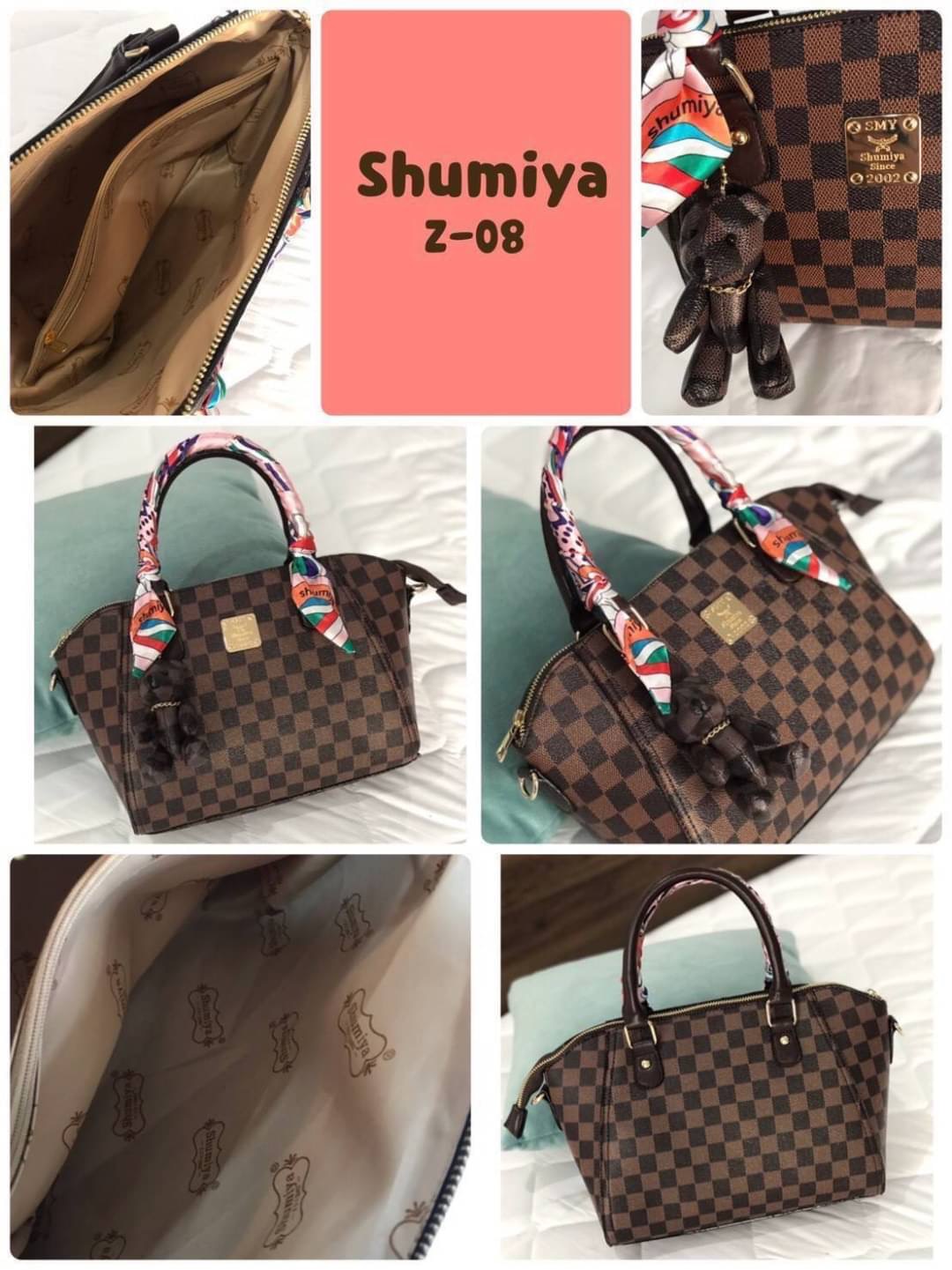 SHUMIYA BAGS พร้อมส่ง กระเป๋าหมีตาราง ทรงปีก งานเก๋มากค่ะ มาพร้อมโลโก้และผ้าผูกหูแบรนด์ shumiya !! WOW WOW ~ เอาใจแฟนคลับหมีตาราง งานมาใหม่ สวยปังทุกแบบ !!! แถมฟรีพวงกุญแจหมีน่าร๊ากก น้ำหนักเบา จุของได้เยอะ หลายช่องใช้งาน มีสายสะพายยาวให้ 1 เส้นค่ะ