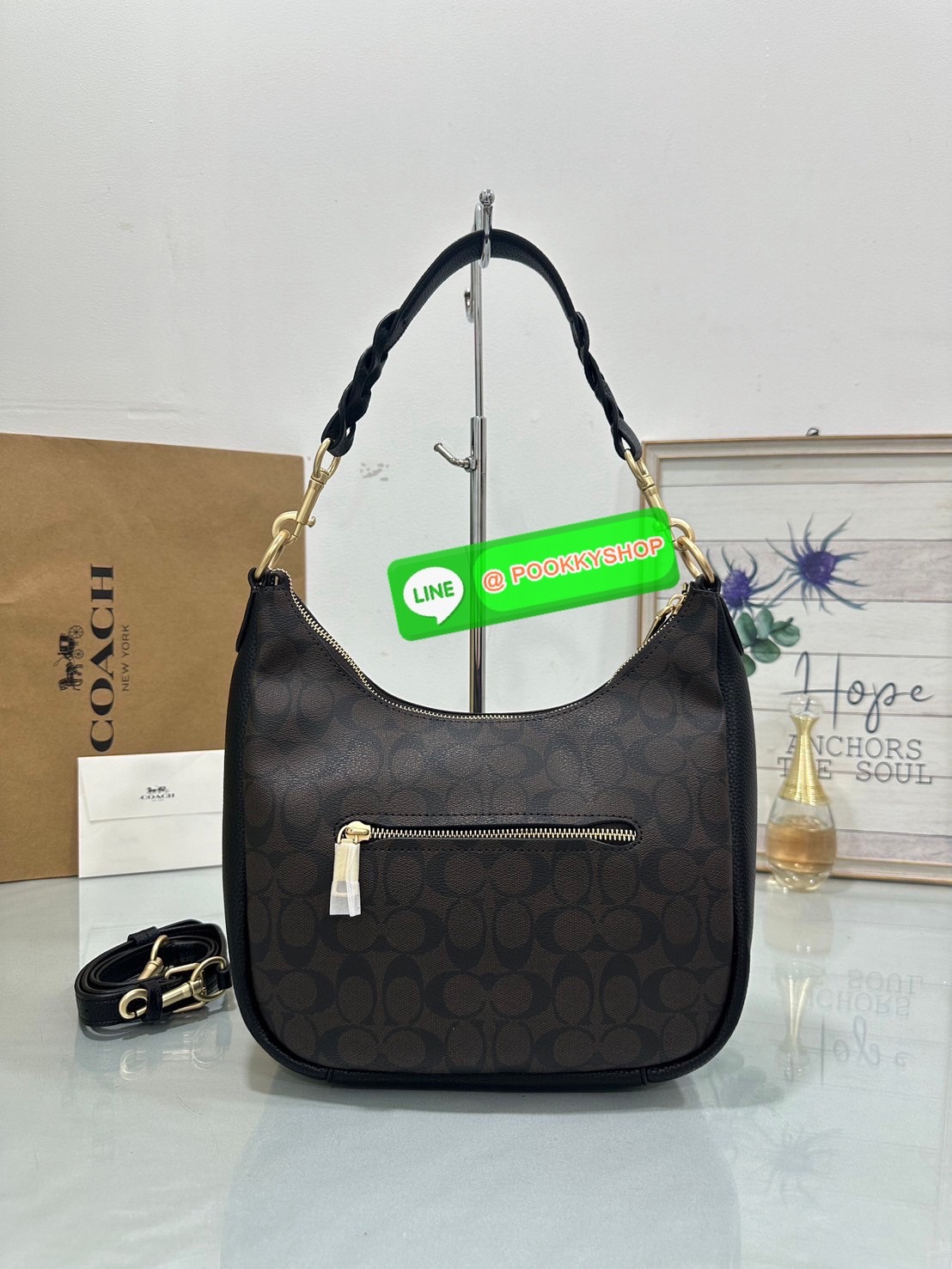 Coach C9190 Jules Hobo Shoulder Crossbody bag Refined pebble leather Inside zip and multifunction pockets Zip-top closure, fabric lining Detachable handle with 11" drop Outside zip pocket