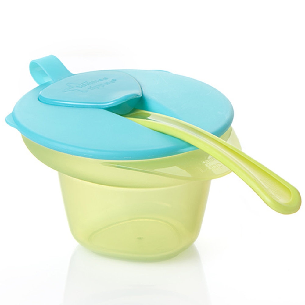 Tommee Tippee ชุดชามบดที่มาพร้อมกับฝาปิดและช้อน BPA free