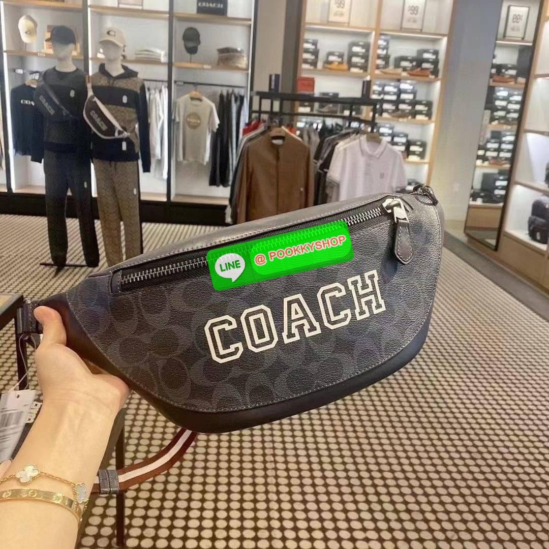 Coach Warren Belt Bag In Signature Canvas ( CB912 )With กระเป๋าคาดอก/เอว Coach Warren ในแคนวาสซิกเนเจอร์พร้อม ผ้าใบเคลือบซิกเนเจอร์และหนังลูกวัวอย่างดี ภายในกระเป๋ามัลติฟังก์ชั่น ปิดซิป ซับในผ้า กระเป๋าซิปด้านนอก สายปรับได้ ยาว 34 1/2" ใส่ได้เอว