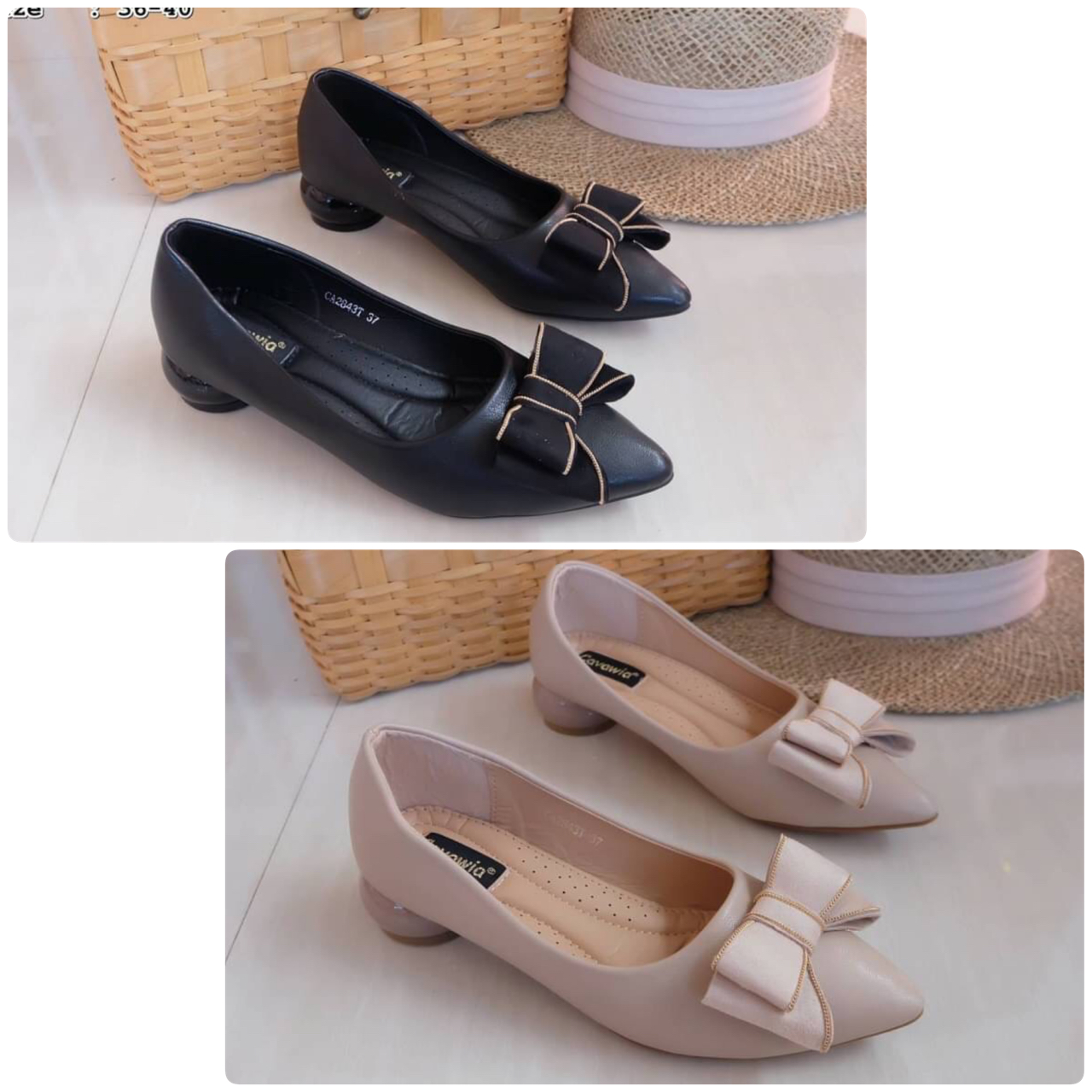 💗💗 แบบใหม่ มาแล้วคะ พร้อมส่งคร่าา🙏🏻🙏🏻 !! รองเท้าคัชชู ทรงหัวแหลม ส้นกลม สูง 1.5" ติดโบว์หวานๆ หนังนิ่มมากๆ ใส่สบายๆชิวๆ