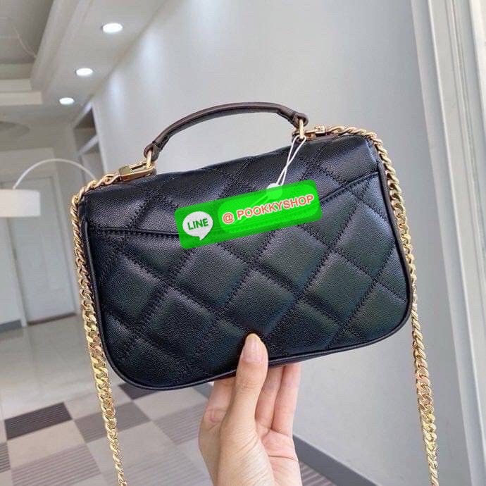 🖤 Tory Burch Willa Mini Top Handle Bag💚 • กระเป๋าหนังแท้เย็บลาย Diamond Quilt พร้อมโลโก้ Tory Burch สีทองกลางใบ • ทรง Mini Top Handle ถือได้ สะพายได้ สายโซ่ทองถอดได้ ปรับเป็น crossbody ได้สบาย