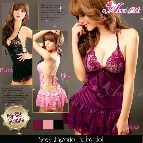 ชุดเซ็กซี่ ชุดกระโปรง เปลือยหลัง ผ้าซาติน สีม่วง แต่งลูกไม้ ช่วงอก และระบายชั้นๆ ที่กระโปรง สวยหวาน แต่แอบเปรี้ยวจี๊ดส์ เข็ดฟัน ด้านหลัง คะ +G string เข้าชุดคะ