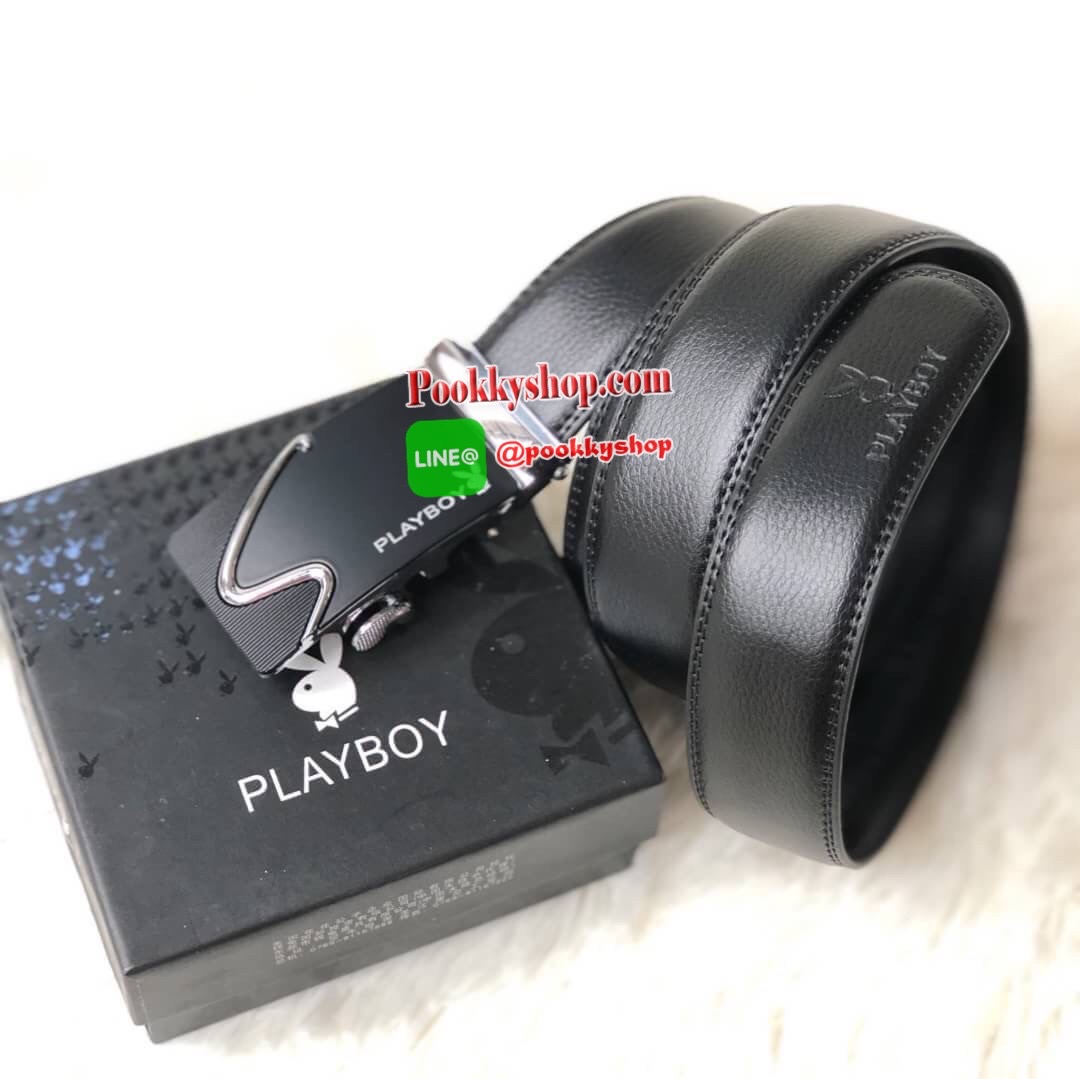 DON'T MISS! PLAYBOY MEN LEATHER BELT (Free Size) เข็มขัดหนังสีดำรุ่นสุดฮิตจาก Playboy หัวเข็มขัดโลหะดำตัดเงินปั้มโลโก้คุณภาพดีตามแบบฉบับของแบรนด์ดีไซน์คลาสสิคเข้าได้กับทุกชุดสามารถปรับได้หลายระดับ มาพร้อมกล่องแบรนด์สามารถมอบเป็นของขวัญได้ ไอเท็มนี้ M