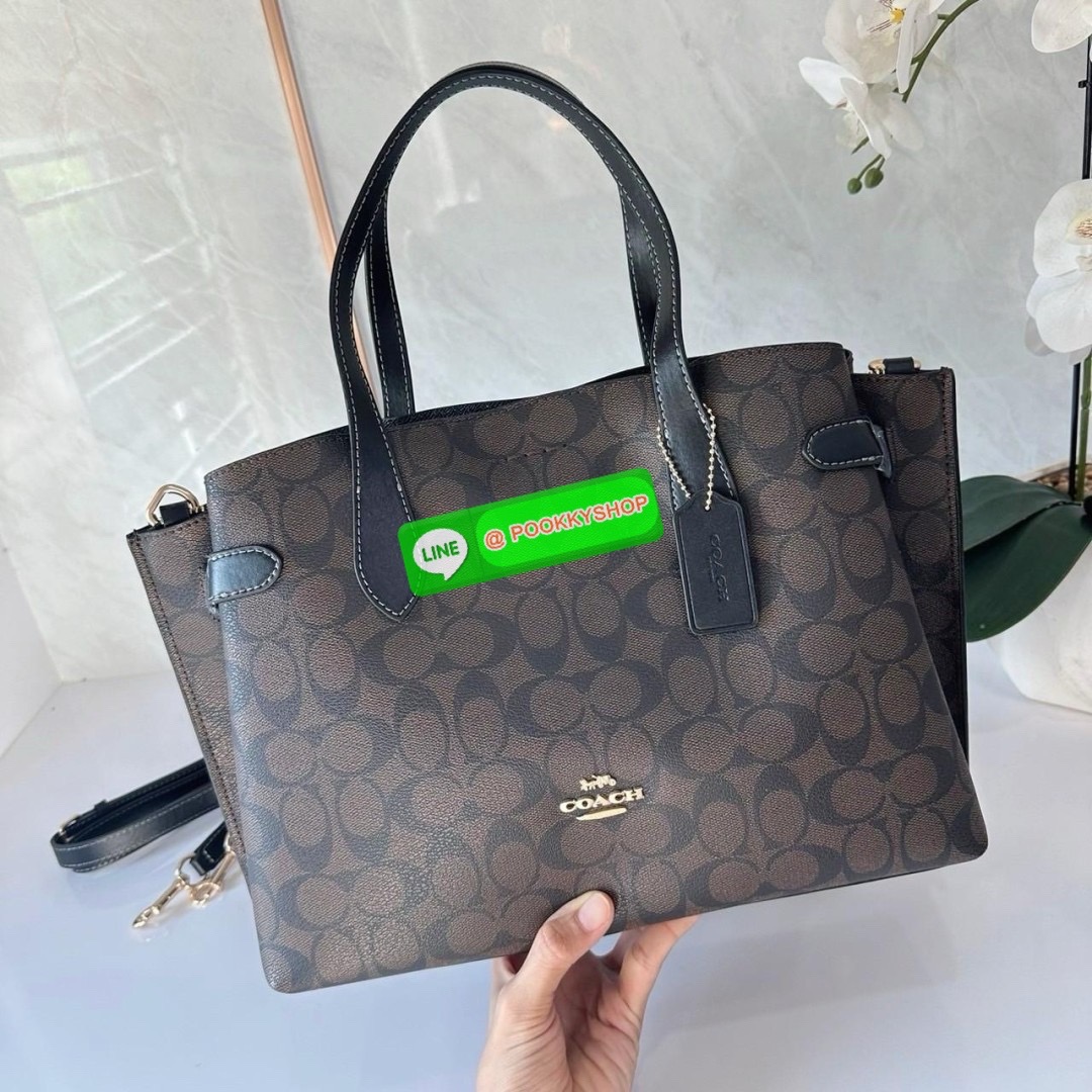 COACH HANNA CARRYALL IN SIGNATURE CANVAS (CH542) 🔖กระเป๋าสะพายไหล่/ถือ รูปทรงสวยหรู ลุคคุณนายมากแม่