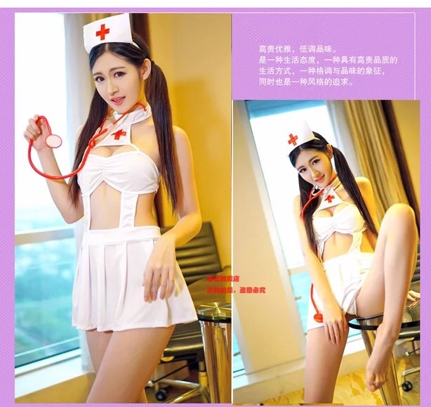 ชุดเดรสขาว นางพยาบาลสีขาว แต่งเว้า สวยเปรี้ยวเซ็กซี่มากๆคะ