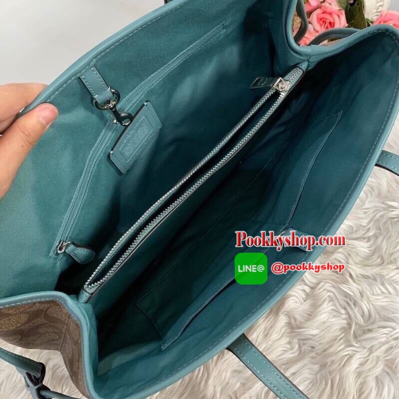 COACH กระเป๋า DRAWSTRING CARRYALL IN SIGNATURE COATED CANVAS F57842