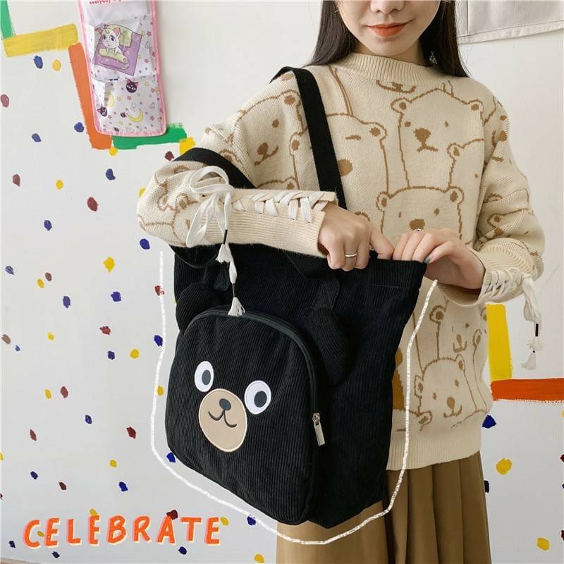 รุ่นใหม่ พร้อมส่ง!!!!!!! Shock Bear bagv(BP) ใครเห็นก็ต้องเอ็นดูว เจ้าหมีน้อย มาในผ้าลูกฟูก เพิ่มมิติด้วยช่องหน้าแต่งหูน้องหมี ประโยชน์ใช้สอยก็ไม่เบา ใบใหญ่จุเยอะ