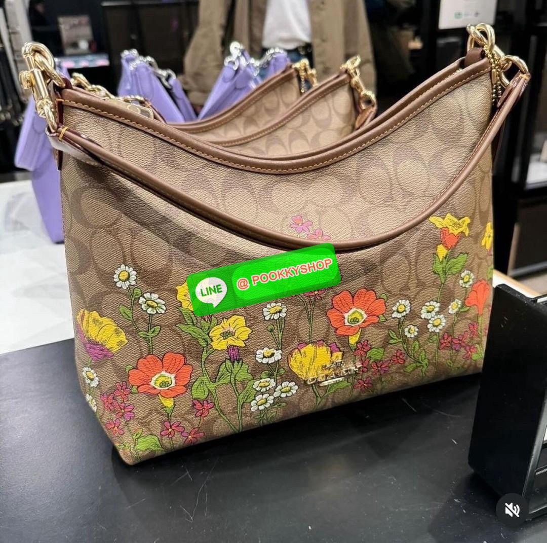 COACH LAUREL SHOULDER BAG IN SIGNATURE CANVAS WITH FLORAL PRINT (CR150) 🔖กระเป๋าถือ/สะพายข้าง คอลเลคชั่นใหม่ โดดเด่นปริ้นลายดอกไม้
