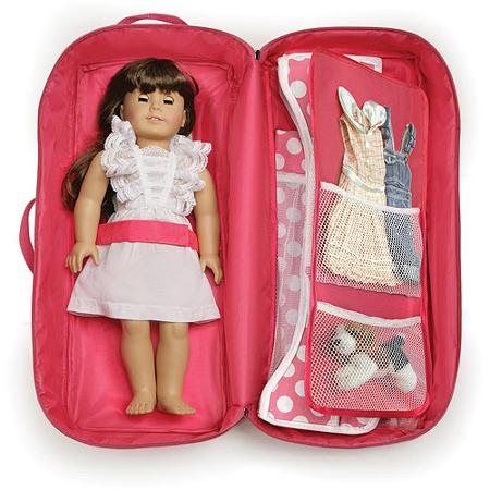 z 2 of Badger Basket Doll Travel Case with Bed and Bedding - Pink