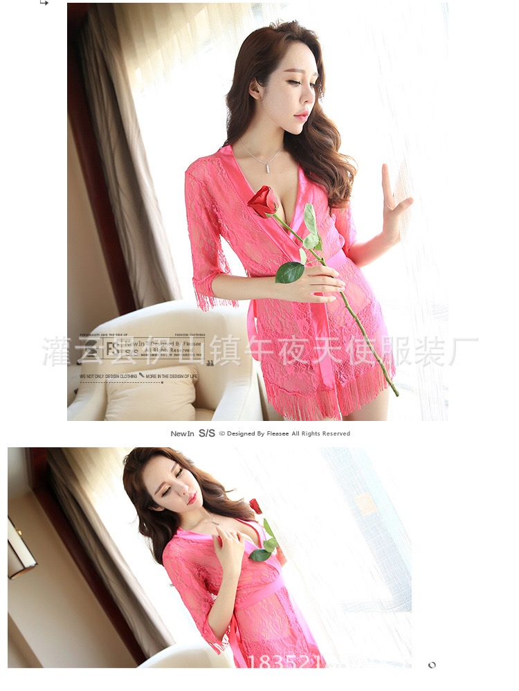 Setชุดคลุมนอน เซ็ทชุดคลุม ลูกไม้สีชมพู งานสวย แบบหรูเซ็กซี่มากคะ