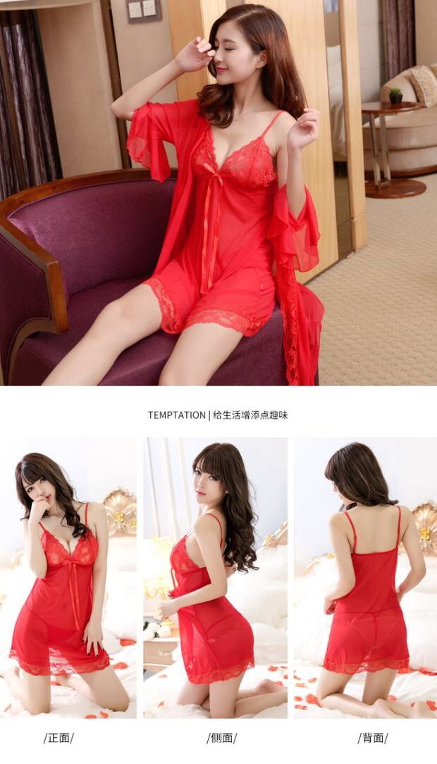 ชุดคลุมนอนเซ็กซี่ เซ็ทชุดนอน สายเดี่ยว ซีทรู แต่งระบายขอบ และลูกไม้ เนื้อผ้าทิ้งตัว สวยหรู PREMIUM GRADE สวยหรู เซ็กซี่ เย้ายวนสุดๆคะ +G-string แต่งลูกไม้เข้าชุดคะ