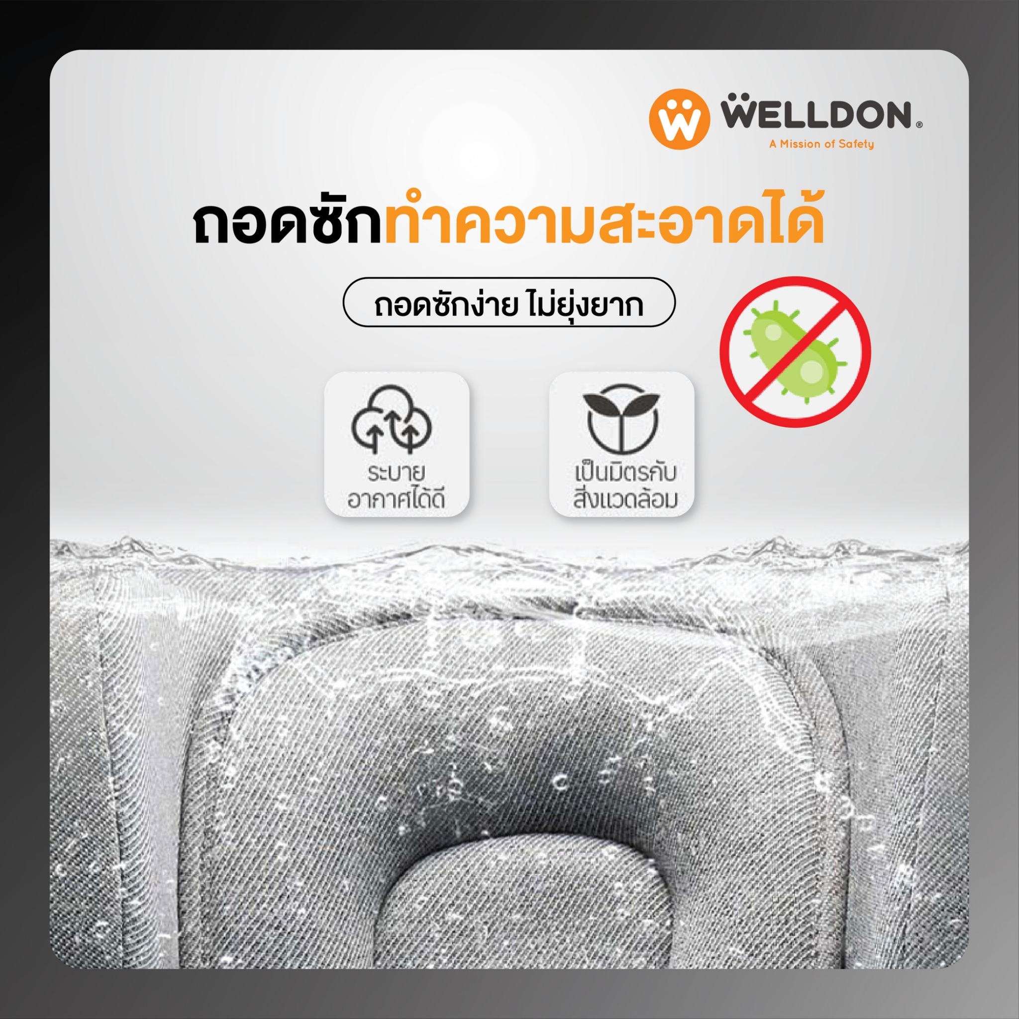 Welldon Smartturn Classic (ใช้ได้ตั้งแต่แรกเกิด - 7 ปี) หมุนได้360 องศา มาตรฐาน R-129 ระบบ Safety แบบ Manual Lock