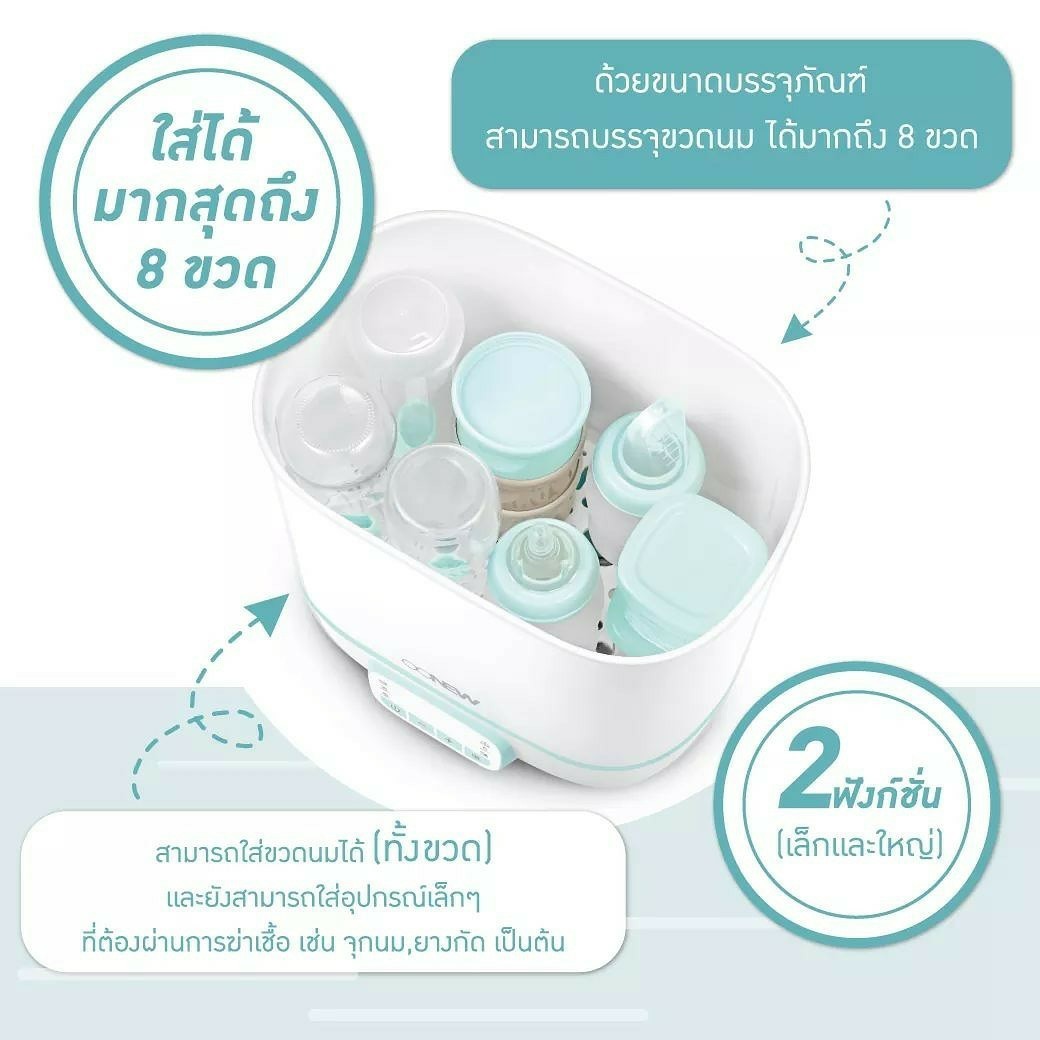 OONEW เครื่องนึ่งขวดนมพร้อมอบแห้งดิจิตอล รุ่น Dry Clean