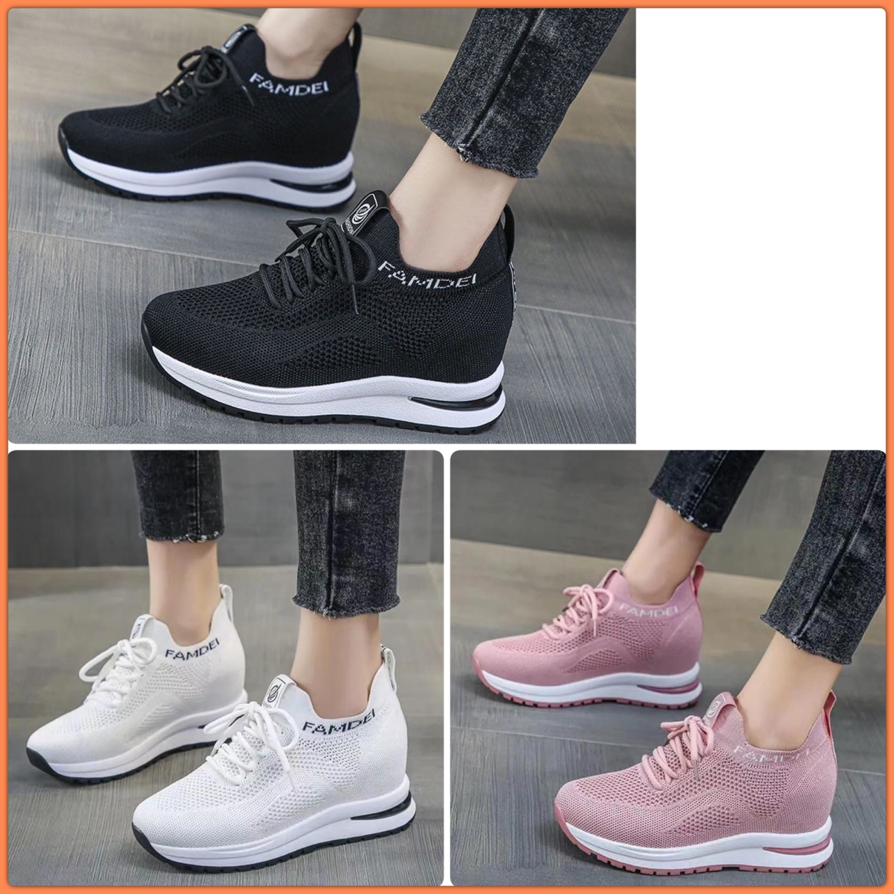 แบบเข้าใหม่ HOT FASHION แฟชั่นเสริมส้นมาแรง!! รองเท้าสลิปออนเสริมพื้น 5c.m. แต่งเชือกผูก ทรงสโลป วัสดุเนื้อผ้ายืดกระชับเท้า เนื้อหนาคุณภาพดี ระบายอากาศ ขอบยางยืดเพิ่มความยืดหยุ่นในการสวมใส่ ใส่แล้วดูขาเรียวยาวสุดๆไปเลย ตัวพื้นรองเท้าเป็นยางพารากันลื่นได้ด