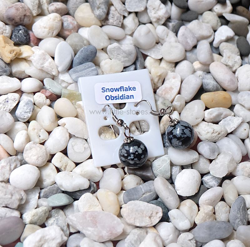 ++ ต่างหู Snowflake Obsidian สโนว์เฟลค ออปซีเดียน ++