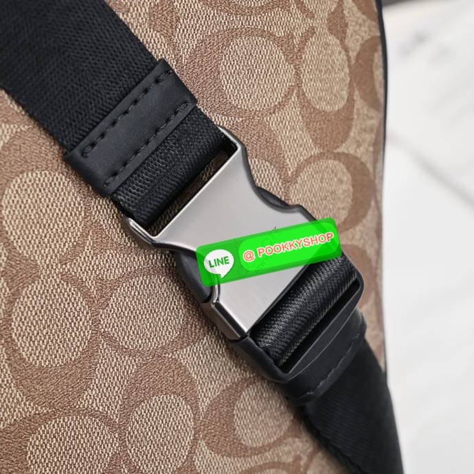 Coach GRADE BELT BAG IN SIGNATURE CANVAS (COACH C1411) Signature coated canvas and refined calf leather| Inside multifunction pocket| Zip closure, fabric lining| Outside zip pocket| Adjustable strap for wear at waist