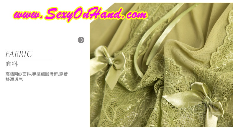 ชุดนอนเซ็กซี่ ชุดนอน ซีทรู แต่งลูกไม้ ชุดสายเดี่ยว ลูกไม้ซีทูสีเขียวอ่อน แต่งลูกไม้ด้านหน้า และชายกระโปรง ด้านหลังแต่งริบบิ้น ร้อยสลับแบบเก๋ๆ เพื่อเพิ่มความยืดหยุ่นตามสัดส่วนคะ สีหรูๆ คุณหนู จร้า+ G-string