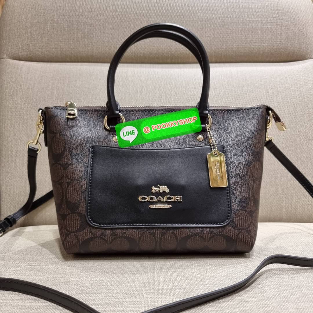 COACH F38089 MINI EMMA SATCHEL IN SIGNATURE CANVAS รุ่นหายาก รุ่นที่สาวๆตามหา จัดมาให้สมกับที่รอคอยกันไปเลยจ้า!! เป็นรุ่นที่ดีไซน์ออกมาให้ใช้งานง่าย สะดวก สวย หรู ดูดี!! กระเป๋าสะพายทรงสวย วัสดุหนังแคนวาสเคลือบลาย มาพร้อมสายสะพายข้างและหูจับในตัว ถอดออกถื