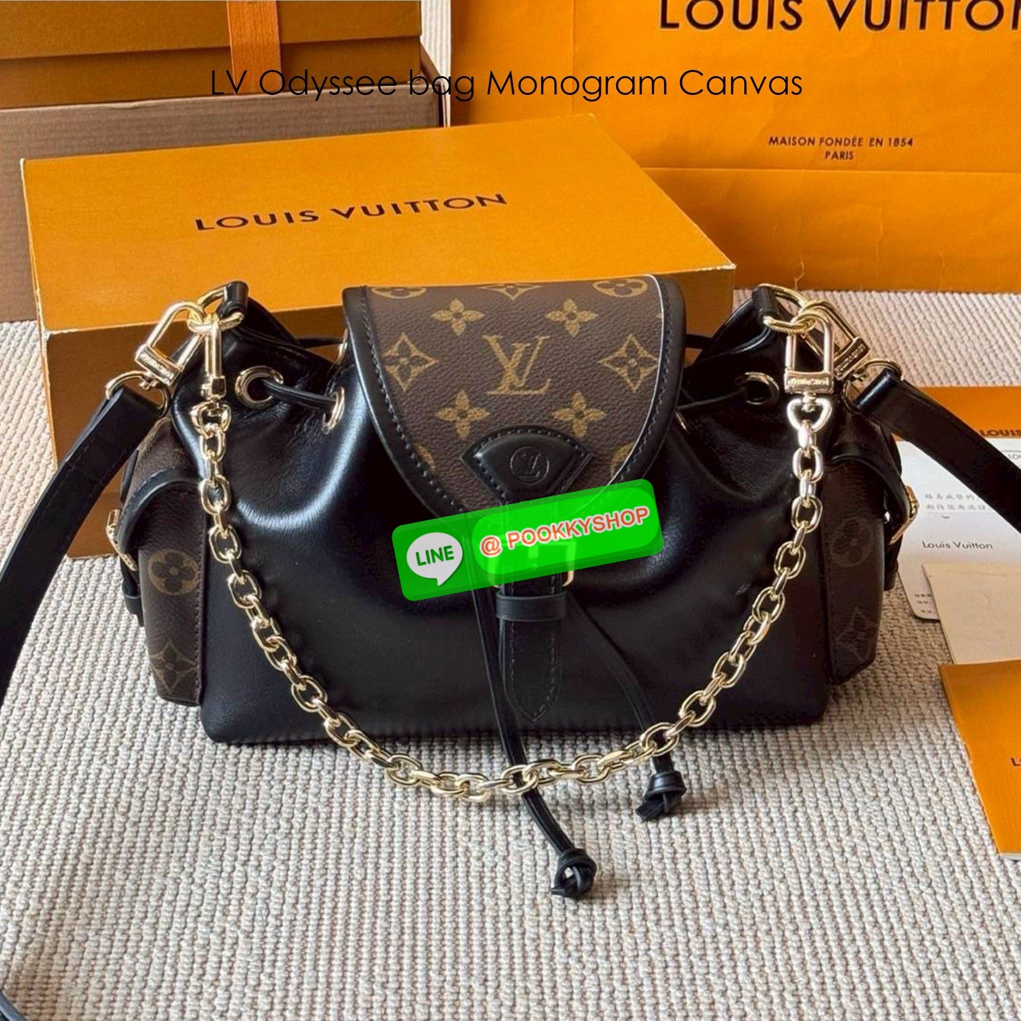 LV Odyssee bag Monogram Canvas กระเป๋าสะพายดีไซน์ใหม่งานหนังแคนวาสแท้ คอลเลกชันประจำฤดูกาล Pre-Fall 2025 ออกแบบมาเพื่อเชิดชูมรดกล้ำค่าที่สืบทอดจากรุ่นสู่รุ่น ดีไซน์ทันสมัยใช้งานได้ทุกวัน Monogram แคนวาสเป็นเอกลักษณ์ ยกระดับด้วยตัวล็อกสีทองและสายโซ่ตกแต่งแ