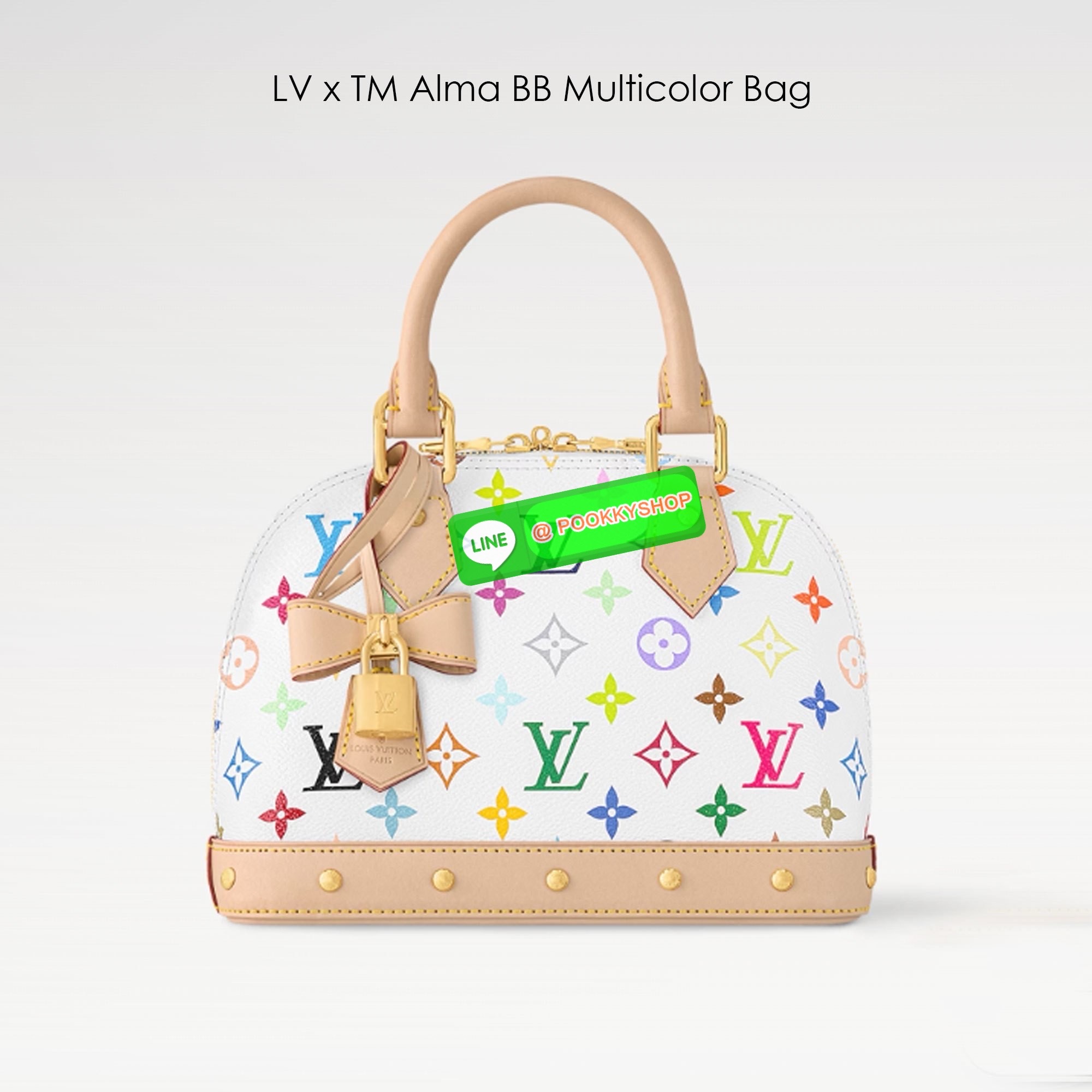 LV x TM Alma BB Multicolor Bag กระเป๋าทรงโดมสุดฮิต ดีไซน์ใหม่ต้อนรับฤดูร้อน โดดเด่นด้วยการตกแต่งลายพิมพ์ โทนสีสดใสสะดุดตา ที่สาวๆตามหา สวยสะพายขับผิว อัพลุคไฮน์ที่สุด ขนาดกำลังดี เรียบ ดูหรู หูจับในตัวทำให้ใช้งานได้สะดวก และมีสายครอสสะพายข้างให้ เปิด-ปิดด