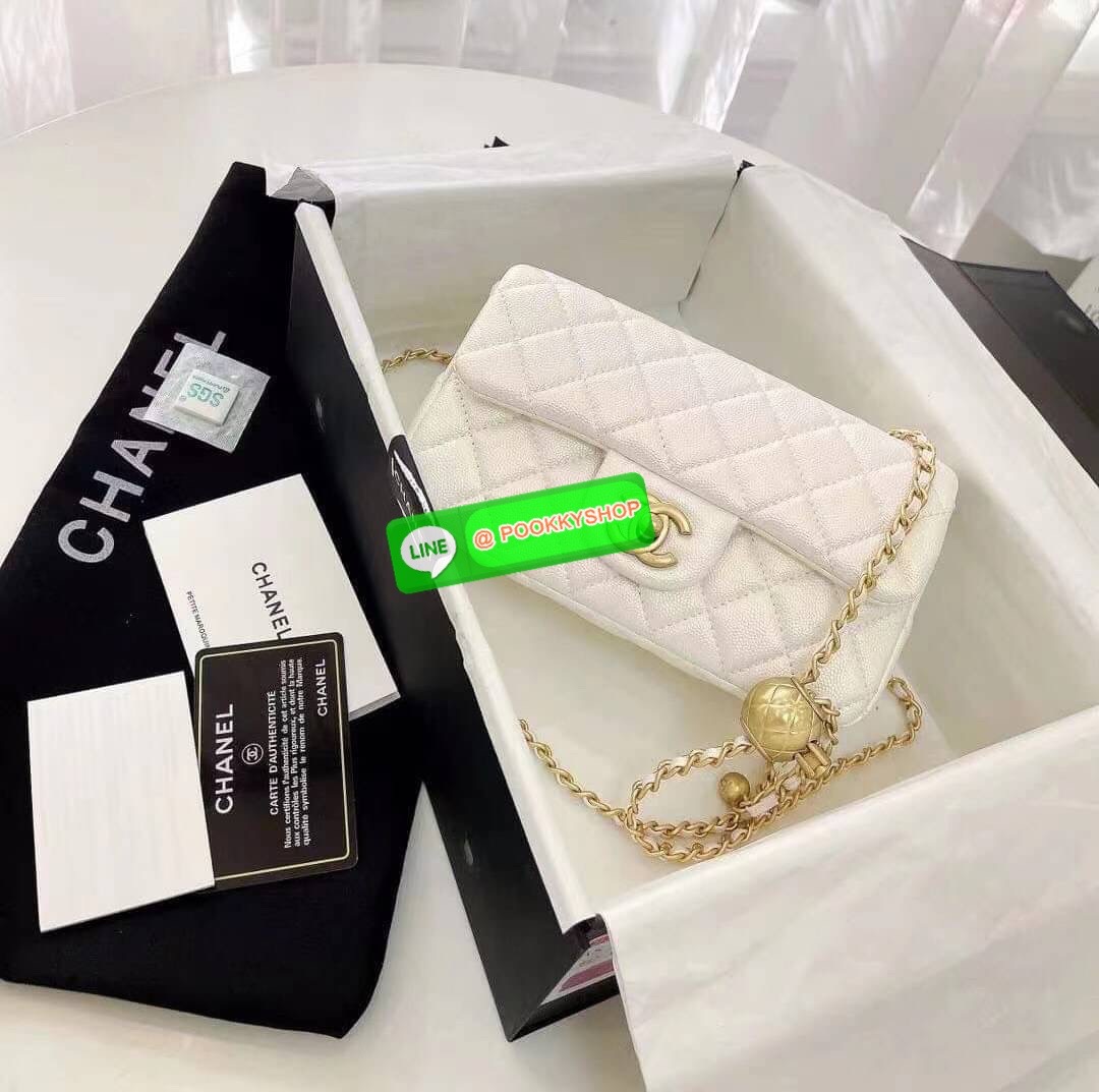 Chanel MINI FLAP BAG CAVIAR Leather GOlD tone hardware