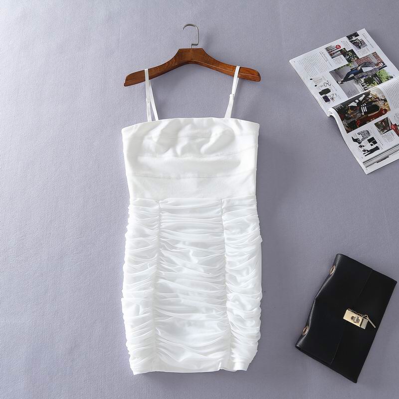 เดรส สายเดี่ยว เดรสสั้นเกาะอก สีขาว เนื้อผ้าโปร่ง เย็บสม็อค ผ้าสวย ทิ้งตัว หรูมากคะ FREE SIZE S/M (แถมสาย ถอดใส่ได้คะ)