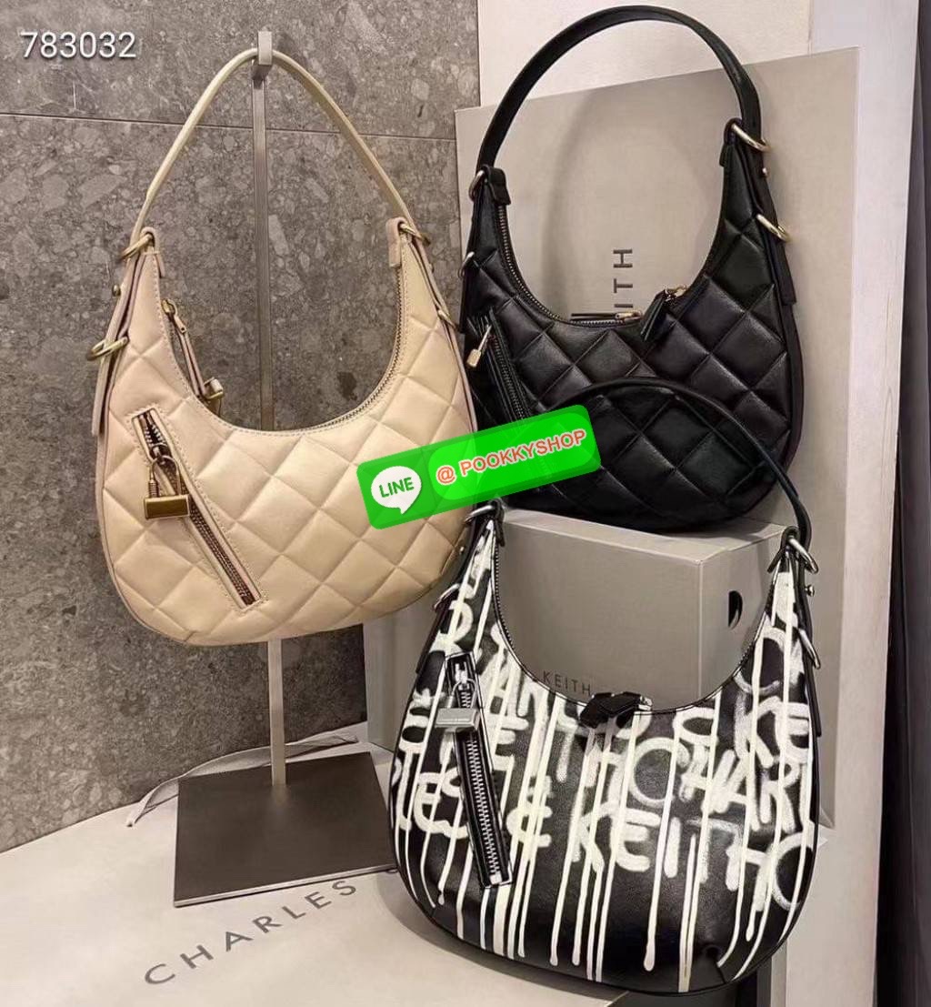 Charles&Keith แท้ Outlet ทรง hobo ใช้ได้ 2 แบบ ถือได้ สะพายได้